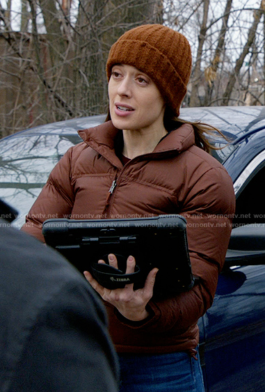 Kim's brown puffer jacket on Chicago PD