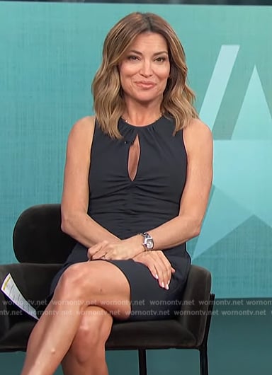 Kit’s navy ruched cutout mini dress on Access Hollywood