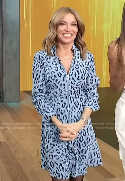 Kit’s blue leopard print dress on Access Hollywood