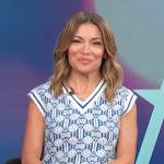 Kit’s blue printed sleeveless vest on Access Hollywood