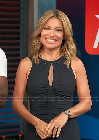 Kit’s navy ruched cutout mini dress on Access Hollywood