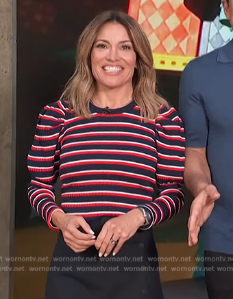 Kit's striped puff sleeve sweater on Access Hollywood