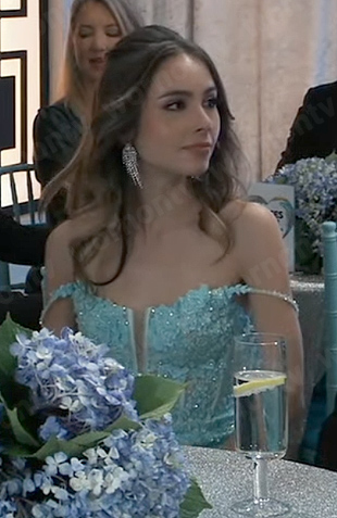 Molly's aqua blue lace gown at the Nurses Ball 2023 on General Hospital