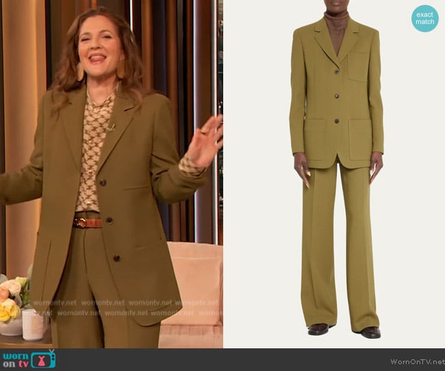 Lafayette 148 New York Patch Pocket Single-Breasted Blazer worn by Drew Barrymore on The Drew Barrymore Show