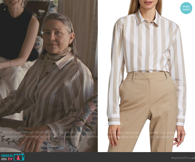 WornOnTV: Nan’s beige striped blouse on Succession | Clothes and ...