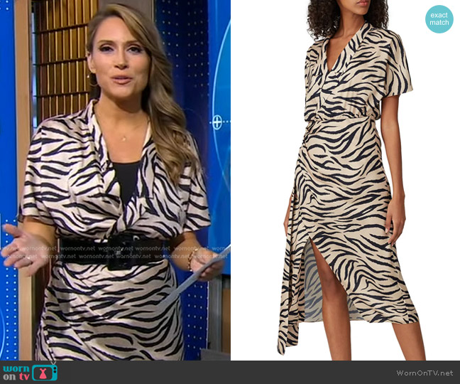 Lapointe Zebra Drop Collar Dress worn by Rhiannon Ally on Good Morning America