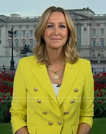 Lara's yellow double breasted blazer on Good Morning America