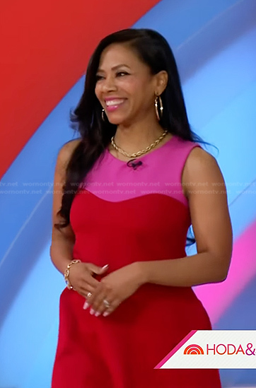 Laura Diaz's pink and red colorblock dress on Today