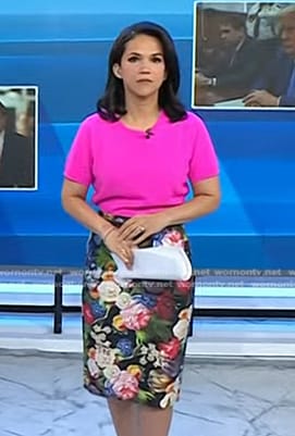 Laura Jarrett's black floral skirt on Today