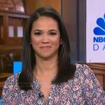 Laura Jarrett’s blue floral blouse on NBC News Daily