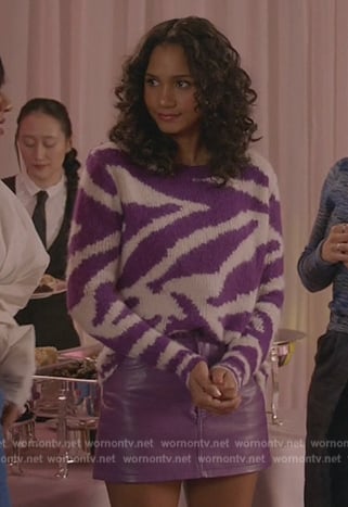 Layla's purple tiger stripe sweater on All American