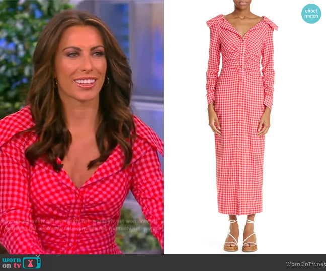 Lela Rose Long Sleeve Featherweight Gingham Dress worn by Alyssa Farah Griffin on The View