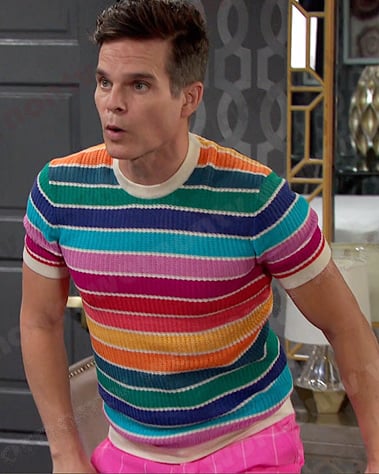 Leo's rainbow striped tee on Days of our Lives