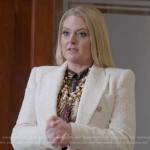 Lexi’s white tweed blazer on Not Dead Yet