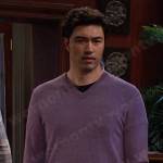 Li Shin’s purple v-neck sweater on Days of our Lives