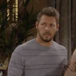 Liam’s grey striped sweater on The Bold and the Beautiful