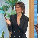 Lisa Rinna’s black double breasted blazer dress on The Talk