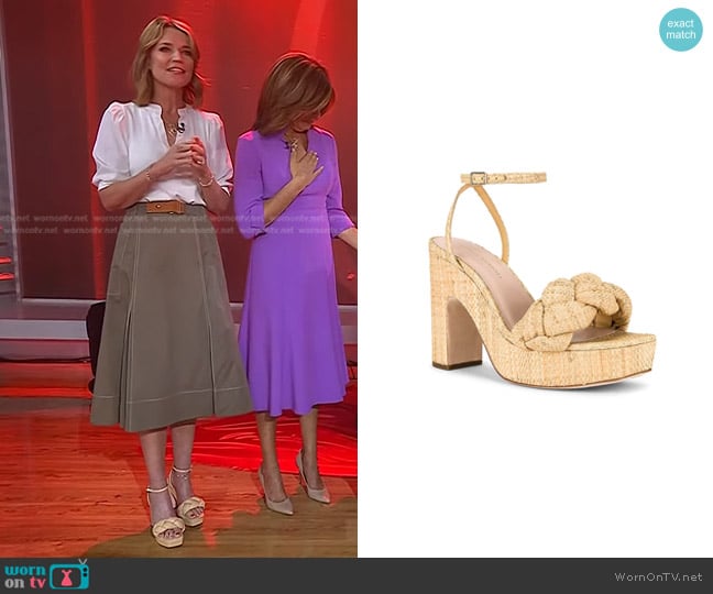 Loeffler Randall Fae Platform Heel Sandals worn by Savannah Guthrie on Today