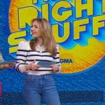 Lori’s white striped sweater and cropped jeans on Good Morning America