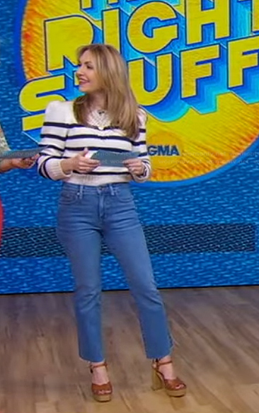 Lori's white striped sweater and cropped jeans on Good Morning America