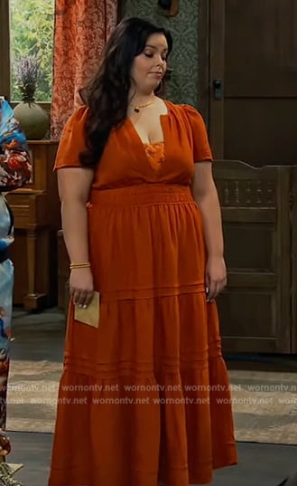 Lou’s orange maxi dress on Bunkd