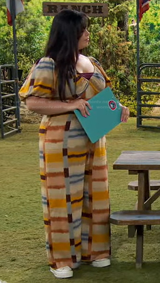 Lou's yellow plaid jumpsuit on Bunkd