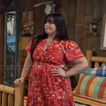 Lou’s red floral maxi dress on Bunkd