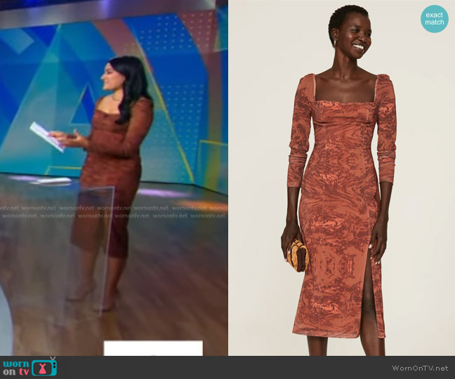 Louna Open Back Midi Dress worn by Reena Roy on Good Morning America