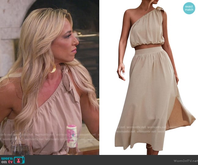 Luciava  Bandage Solid Color Tank One Shoulder Skirt  worn by  on The Real Housewives of New Jersey