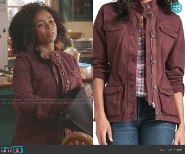 WornOnTV: Simone's burgundy utility jacket on Greys Anatomy, Alexis Floyd