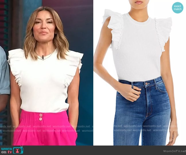 Lucy Paris Ribbed Knit Flutter Sleeve Top worn by Kit Hoover on Access Hollywood