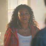 Mabel’s white Los Angeles cropped top on Good Trouble