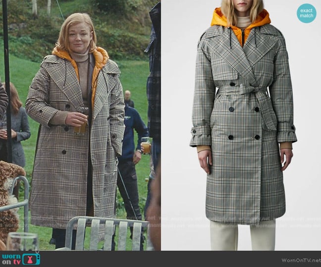 Mackage Maxine 2-in-1 Trench Coat with Hooded Bib worn by Shiv Roy (Sarah Snook) on Succession