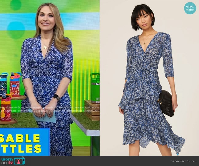 Maje Rufflani Ruffled Dress worn by Lori Bergamotto on Good Morning America