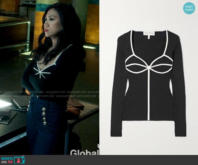 Mara Hoffman Naida Sweater worn by Melody Bayani (Liza Lapira) on The Equalizer