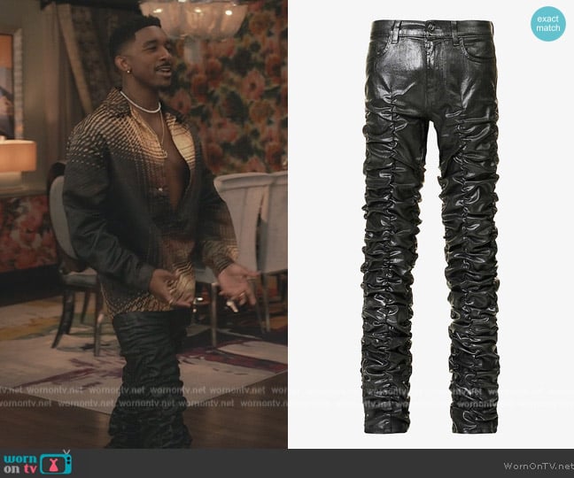 Marc Jacques Burton Lucio Stack slim-fit low-rise stretch-denim jeans worn by Jazz (Jordan L. Jones) on Bel-Air