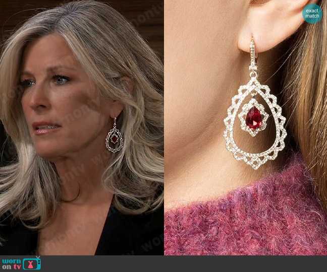 Marchesa Pear Stone Orbital Earrings worn by Carly Spencer (Laura Wright) on General Hospital