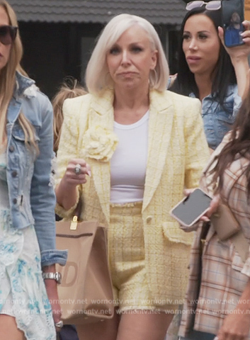 Margaret's yellow tweed blazer and shorts on The Real Housewives of New Jersey