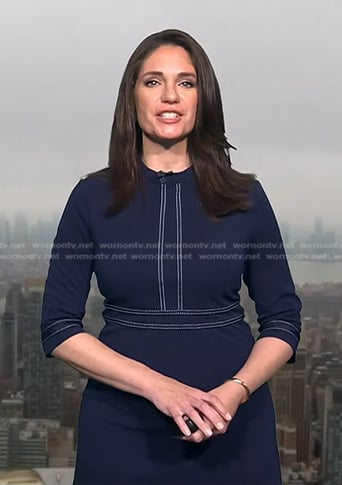 WornOnTV: Maria’s navy dress with white stitching on Today | Maria ...