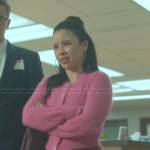 Mariana’s pink ribbed cardigan on Good Trouble