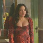 Mariana’s red floral puff sleeve dress on Good Trouble