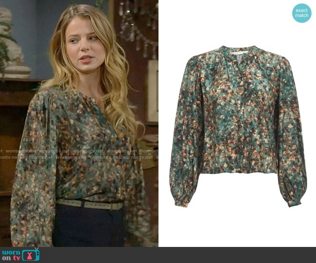 Marie Oliver Kendra Blouse worn by Summer Newman (Allison Lanier) on The Young and the Restless