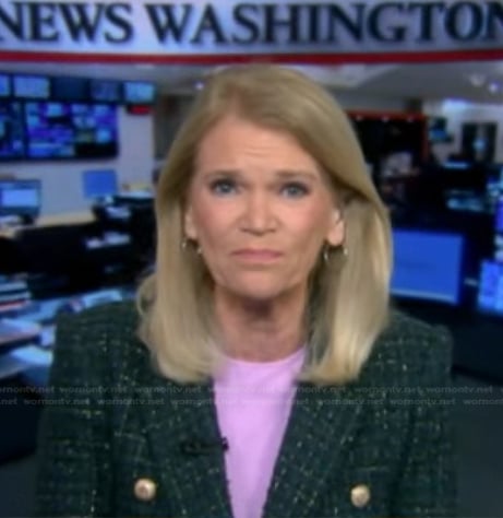 Martha Raddatz’s green check tweed blazer on Good Morning America