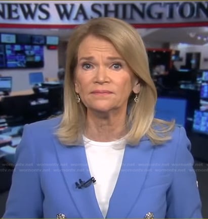 Martha Raddatz’s blue double breasted blazer on Good Morning America