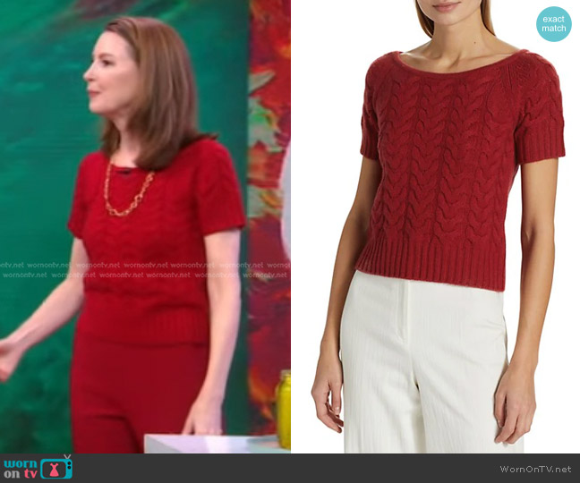 Max Mara Oglio Short-Sleeve Wool-Cashmere Sweater worn by Gretchen Rubin on Good Morning America