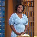 Maya Feller’s blue plaid midi dress on Good Morning America