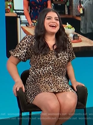 Mayan Lopez's leopard print mini dress on Access Hollywood