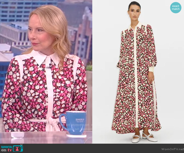 Me+Em Spring Garden Print Maxi Shirt Dress worn by Amy Ryan on The View