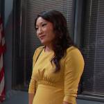 Melinda’s yellow gather-waist dress on Days of our Lives