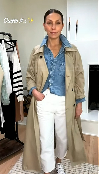 Melissa Garcia's denim shirt and beige trench coat on Today